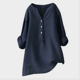 Veronique | Elegant Cotton-Linen V-Neck Blouse