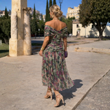 Camille | Long Dress with Off-the-Shoulder Sleeves