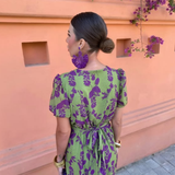 Manon | Long Floral Green Dress