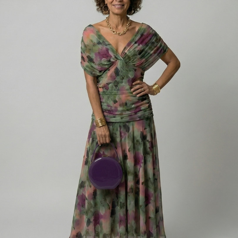 Calen | Casual Midi Dress with Off-Shoulder Sleeves