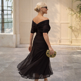 Camille | Long Dress with Off-the-Shoulder Sleeves