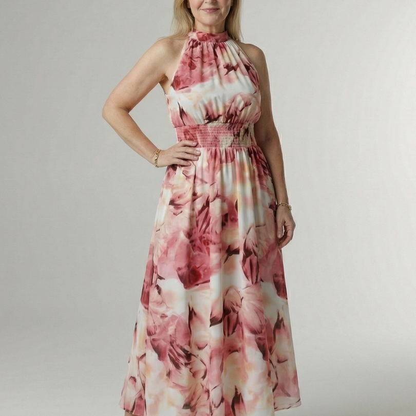 Charlotte | Gathered Halter Midi Dress