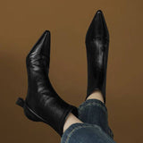 Stella | Elegant Heeled Leather Ankle Boots