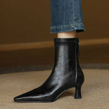 Stella | Elegant Heeled Leather Ankle Boots