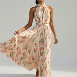 Aurelle | Midi Dress with Halter Neck and Floral