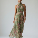 Mirelle | Gathered Halter Neck Midi Dress