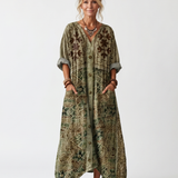 Monique | Buttoned Embroidered Midi Dress