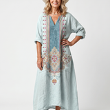 Claire | Embroidered Midi Dress with Pockets