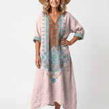 Mathilde | Embroidered Midi Dress with Pockets