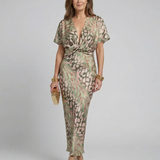 Coral | Abstract Print Midi Dress