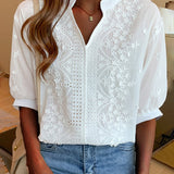 Ella | Elegant White Blouse with Puff Sleeves