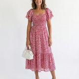 Odette | Midi Floral Dress with Off-Shoulder