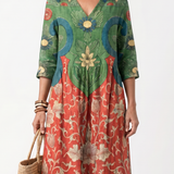 Amelie | Midi Floral Dress with Gathered