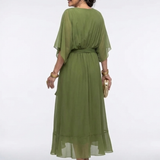 Elysia | Draped Midi Dress with Neckline