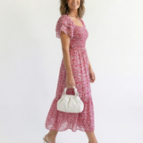 Odette | Midi Floral Dress with Off-Shoulder