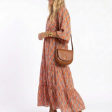 Chloe | Geometric Ruffled Midi Dress
