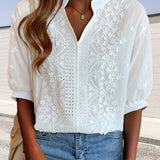 Ella | Elegant White Blouse with Puff Sleeves