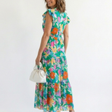 Lilac | Floral Print Flared Midi Dress