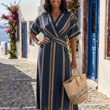 Saphira | Wrap Striped Midi Dress