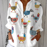 Helen | Playful Chicken Print Blouse
