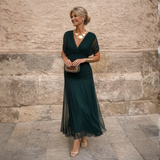 Camille | Long Dress with Off-the-Shoulder Sleeves