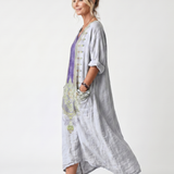 Veronique | Contrast Embroidered Midi Dress