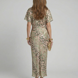 Coral | Abstract Print Midi Dress