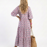Lea | Geometric Ruffled Midi Dress