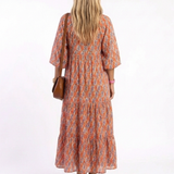 Chloe | Geometric Ruffled Midi Dress