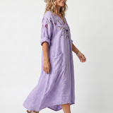 Sandrine | Embroidered Midi Dress with Pockets