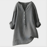 Veronique | Elegant Cotton-Linen V-Neck Blouse