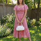 Odette | Midi Floral Dress with Off-Shoulder