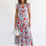 Lilac | Floral Print Flared Midi Dress