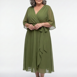 Elysia | Draped Midi Dress with Neckline