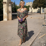 Camille | Long Dress with Off-the-Shoulder Sleeves