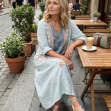 Claire | Embroidered Midi Dress with Pockets