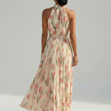 Aurelle | Halter Neck Floral Midi Dress