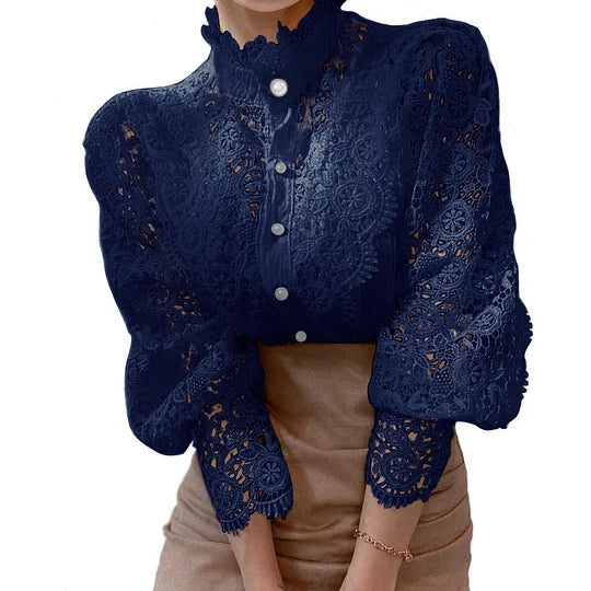 Tove | Long Sleeve Blouse with Lace and Details