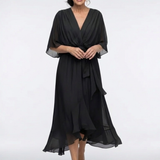 Elysia | Draped Midi Dress with Neckline