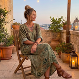 Monique | Buttoned Embroidered Midi Dress
