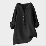 Veronique | Elegant Cotton-Linen V-Neck Blouse