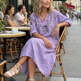 Sandrine | Embroidered Midi Dress with Pockets