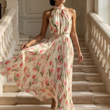 Aurelle | Midi Dress with Halter Neck and Floral