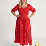 Delphine | Puff Sleeve Midi Dress