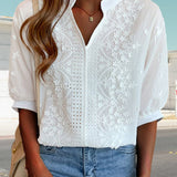 Ella | Elegant White Blouse with Puff Sleeves