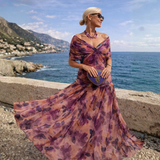 Camille | Long Dress with Off-the-Shoulder Sleeves