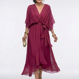 Elysia | Draped Midi Dress with Neckline