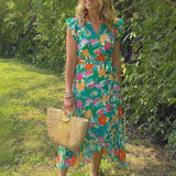 Lilac | Floral Print Flared Midi Dress