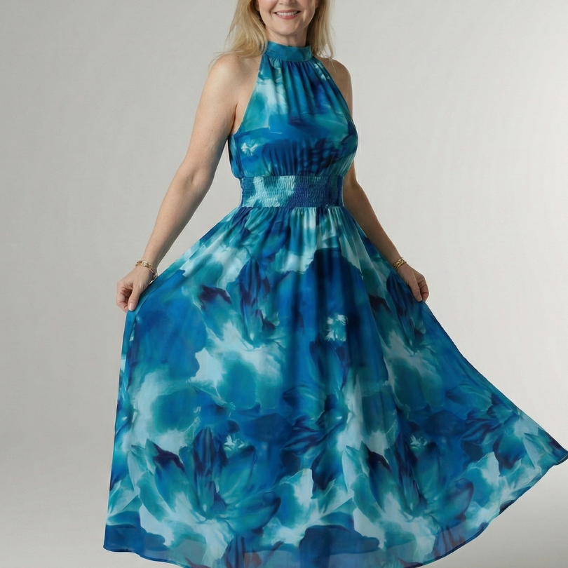 Ruby | Midi Dress with Gathered Halter Neck