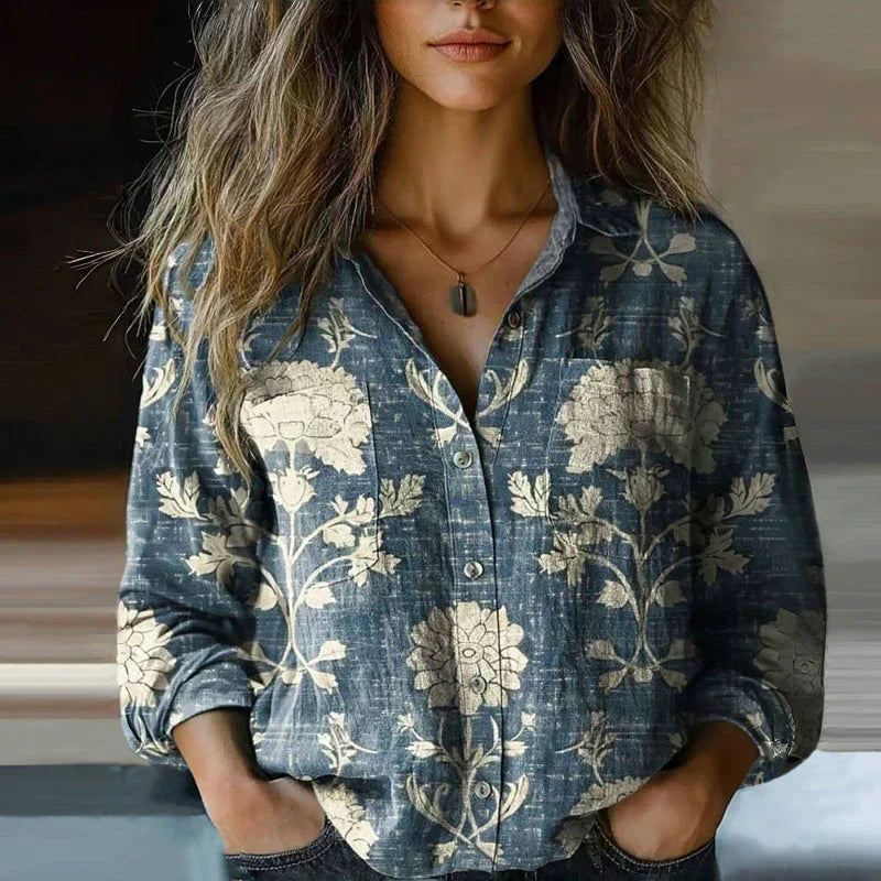 Nanna | Retro Floral Print Blouse